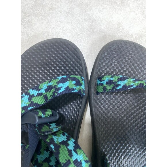 Chaco Sandals Kids Sz 4 Unisex Blue Green Hiking Water Camping - Picture 3 of 9
